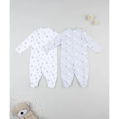 Pack 2 peleles interlock de recién nacido blanco/gris*Prenatal Clearance