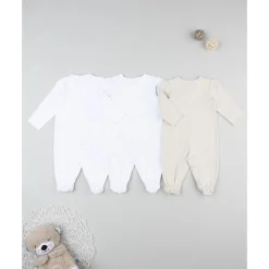 Pack 3 peleles interlock de recién nacida blanco/beige*Prenatal Sale