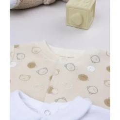 New Pack 2 pijamas de bebé amarillo y blanco en terciopelo Ropa Y Accesorios·Peleles|Recién Nacido·Ropa Y Accesorios