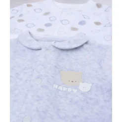 Sale Pack 2 pijamas de bebé en terciopelo blanco y gris con ositos Ropa Y Accesorios·Peleles|Recién Nacido·Ropa Y Accesorios