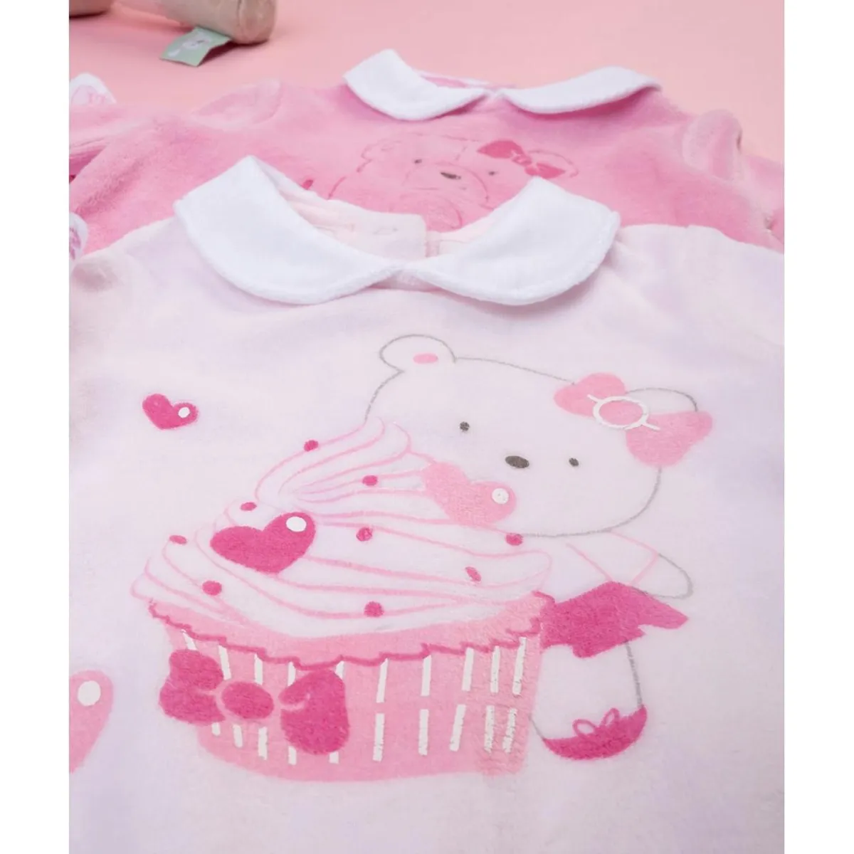 Online Pack 2 pijamas enteros en felpa blanco y rosa Ropa Y Accesorios·Peleles|Recién Nacido·Ropa Y Accesorios