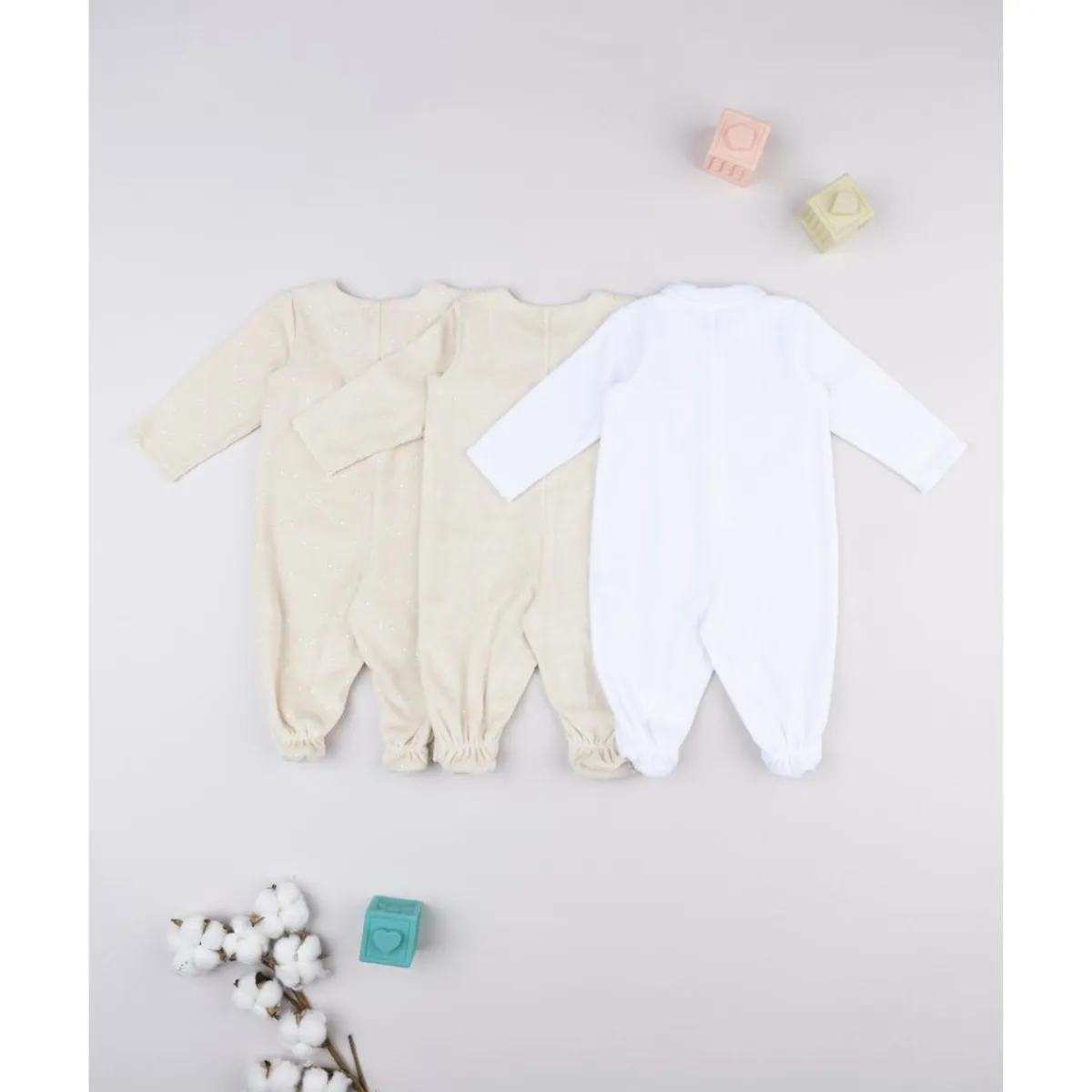 Online Pack 3 pijamas largos de bebé en blanco y beige Ropa Y Accesorios·Peleles|Recién Nacido·Ropa Y Accesorios