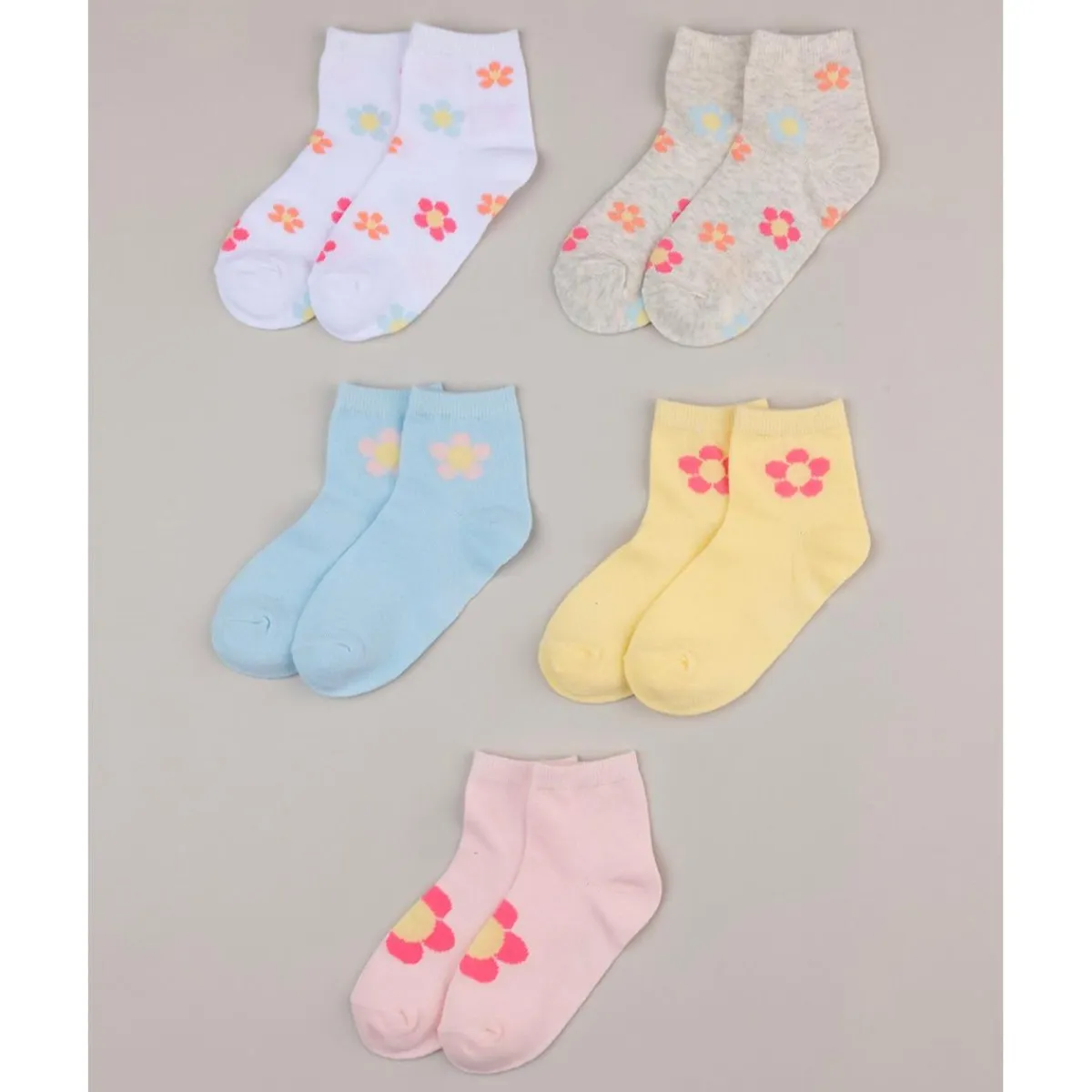 Pack de 5 calcetines cortos con flores para niña*Prenatal Sale