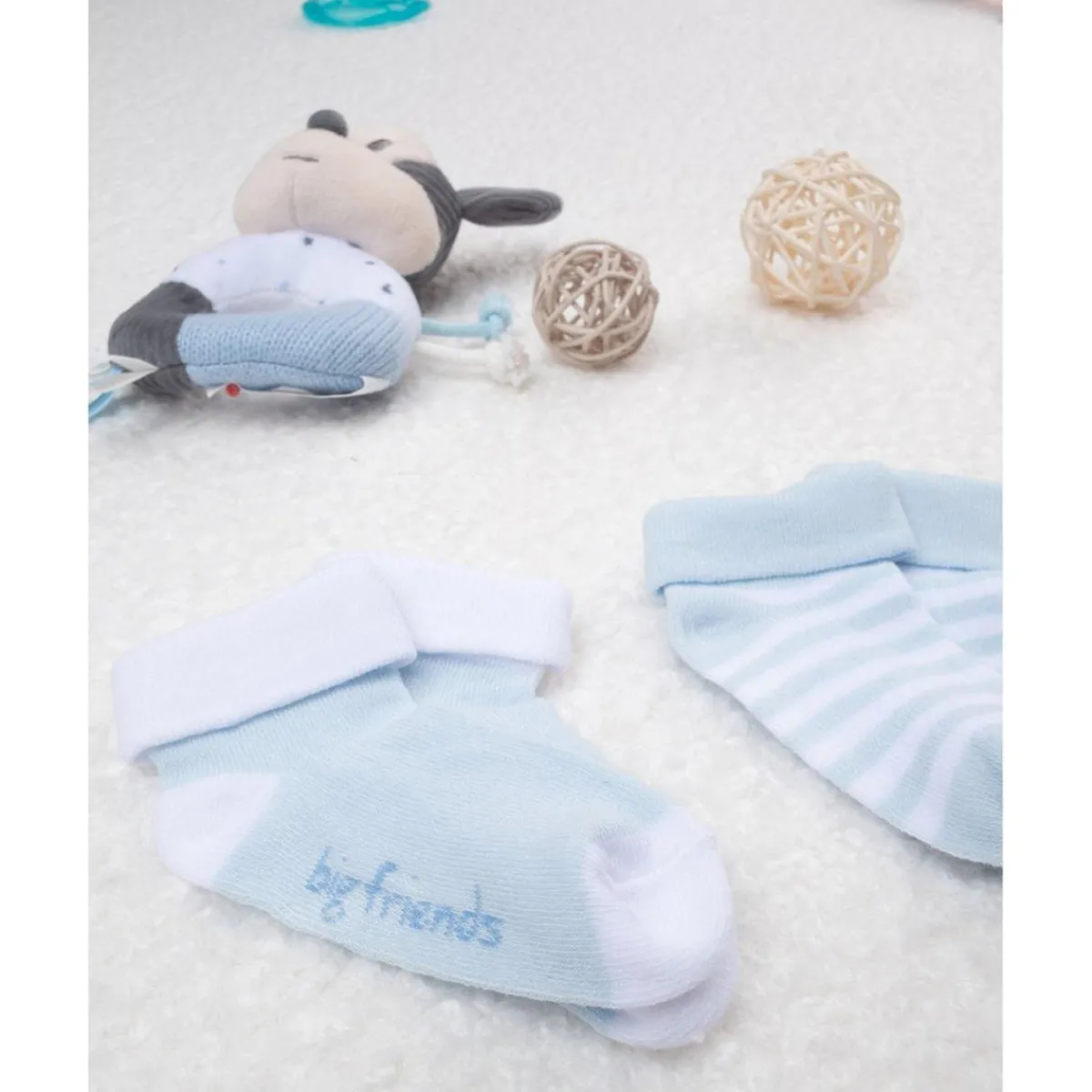 Discount Pack de 2 pares de calcetines de algodón azul y con rayas Ropa Y Accesorios·Zapatos Y Calcetines|Recién Nacido·Ropa Y Accesorios
