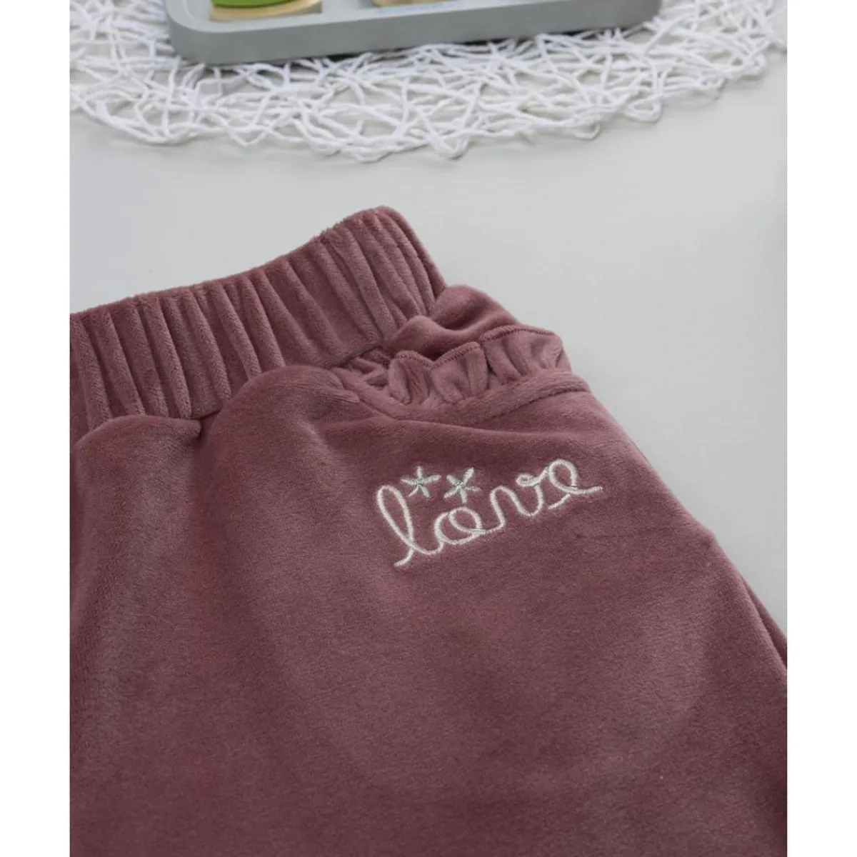 Pantalón de niña en terciopelo rosa*Prenatal Best