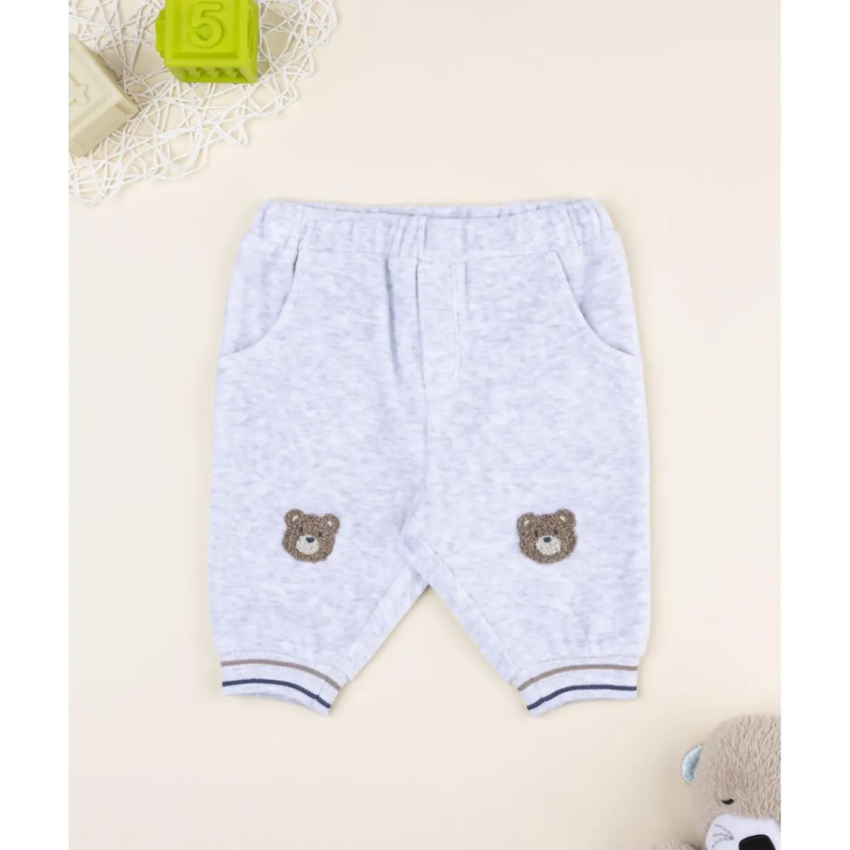 Pantalón de terciopelo gris claro con parche de osito Recién Nacido·Ropa Y Accesorios|Ropa Y Accesorios·Pantalones Y Petos