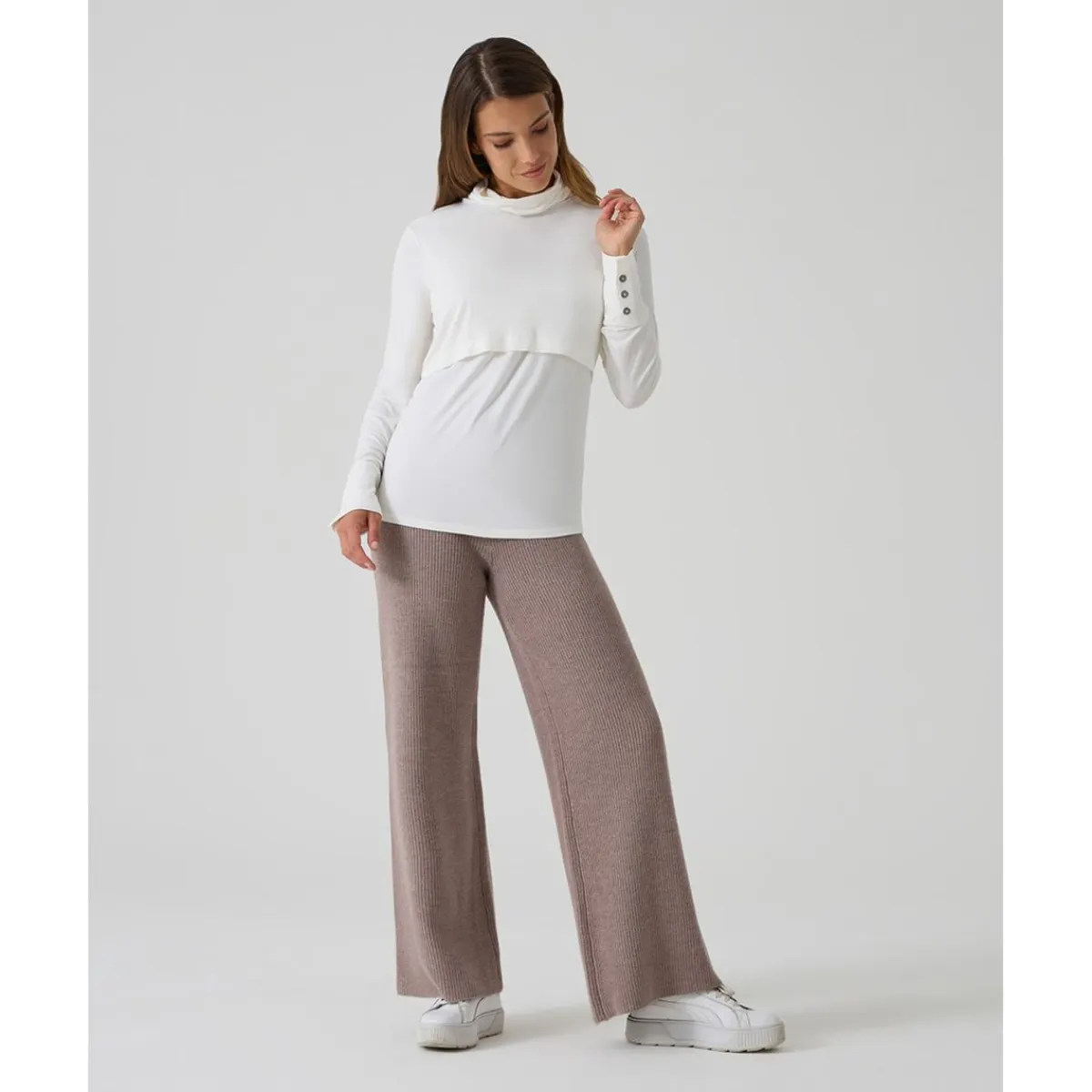 Outlet Pantalón marrón premamá en tricot Premamá·Moda|Moda·Pantalones, Faldas Y Leggins