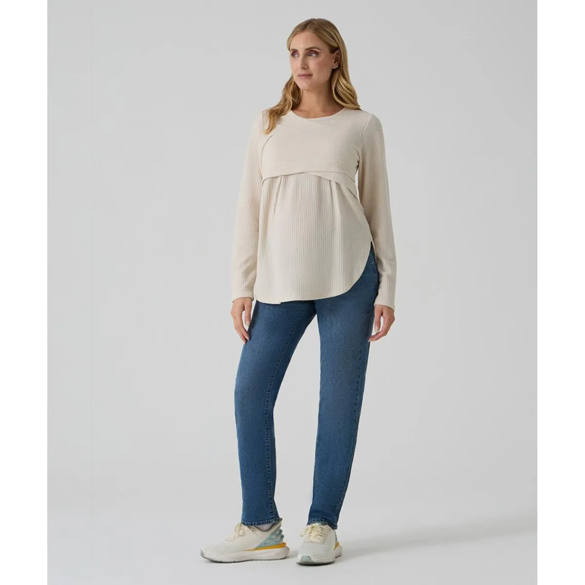 Clearance Pantalón premamá de denim con banda elástica Premamá·Moda|Moda·Pantalones, Faldas Y Leggins