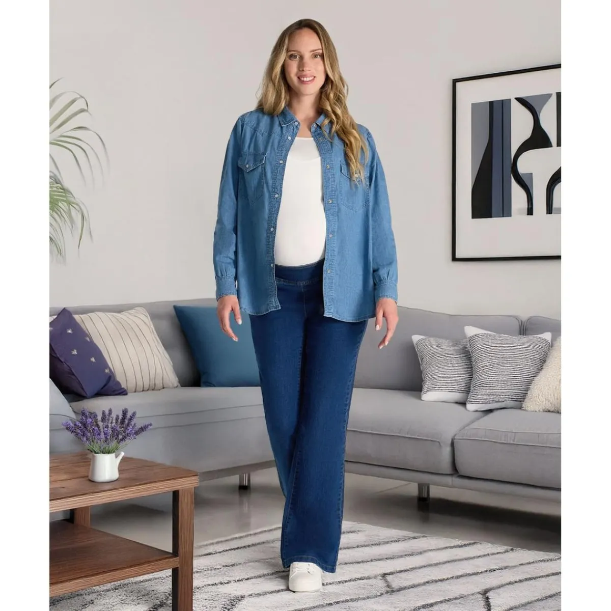 Outlet Pantalón premamá en denim Moda·Pantalones, Faldas Y Leggins|Premamá·Moda