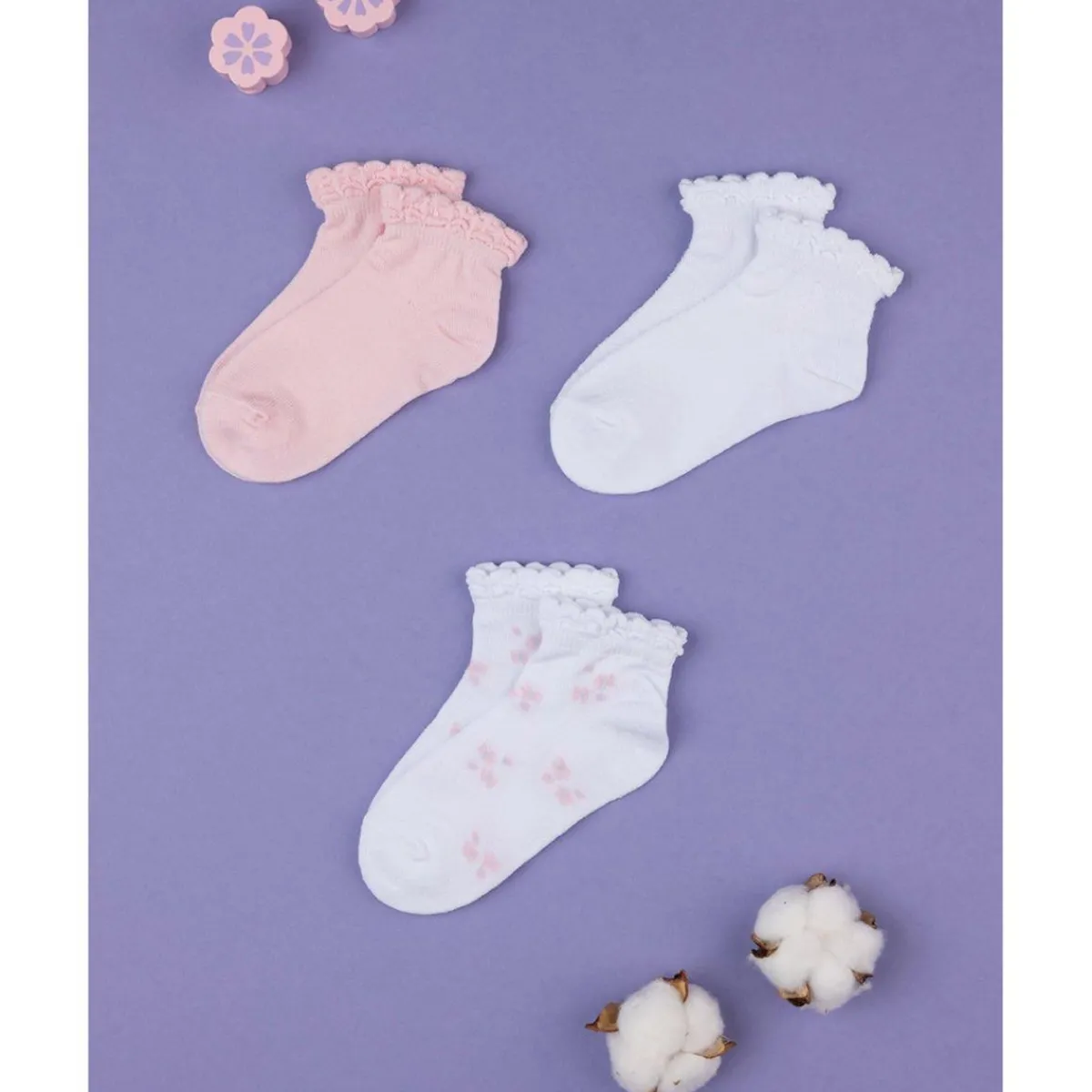 Paquete de 3 pares de calcetines de niña con volantes*Prenatal Best