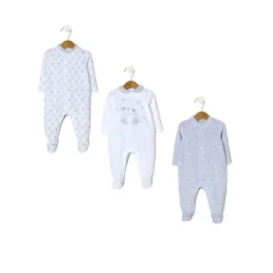 Hot Paquete de 3 pijamas de terciopelo gris y crema Ropa Y Accesorios·Peleles|Recién Nacido·Ropa Y Accesorios