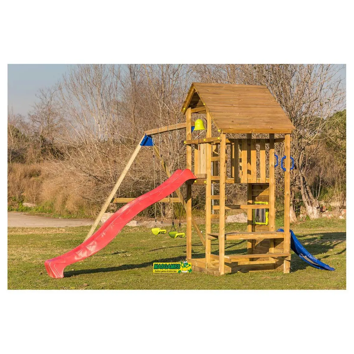 Parque juegos infantil de madera Teide XL con columpio doble*MASGAMES