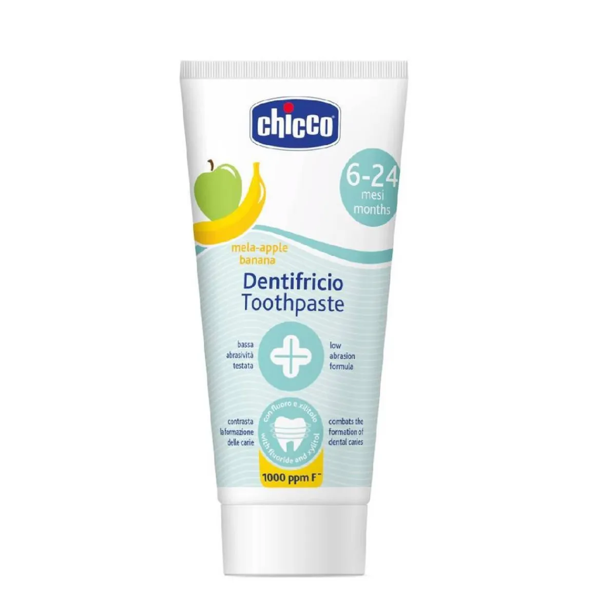 Pasta de dientes con flúor - Sabor manzana/plátano*CHICCO