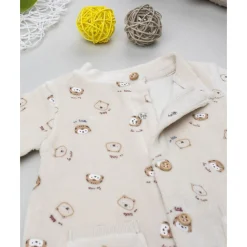 Pelele de terciopelo beige con estampado animalitos*Prenatal New