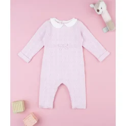 Pelele tricot rosa de niña con lazo*Prenatal New