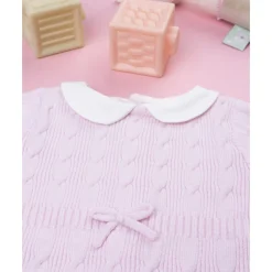 Pelele tricot rosa de niña con lazo*Prenatal New