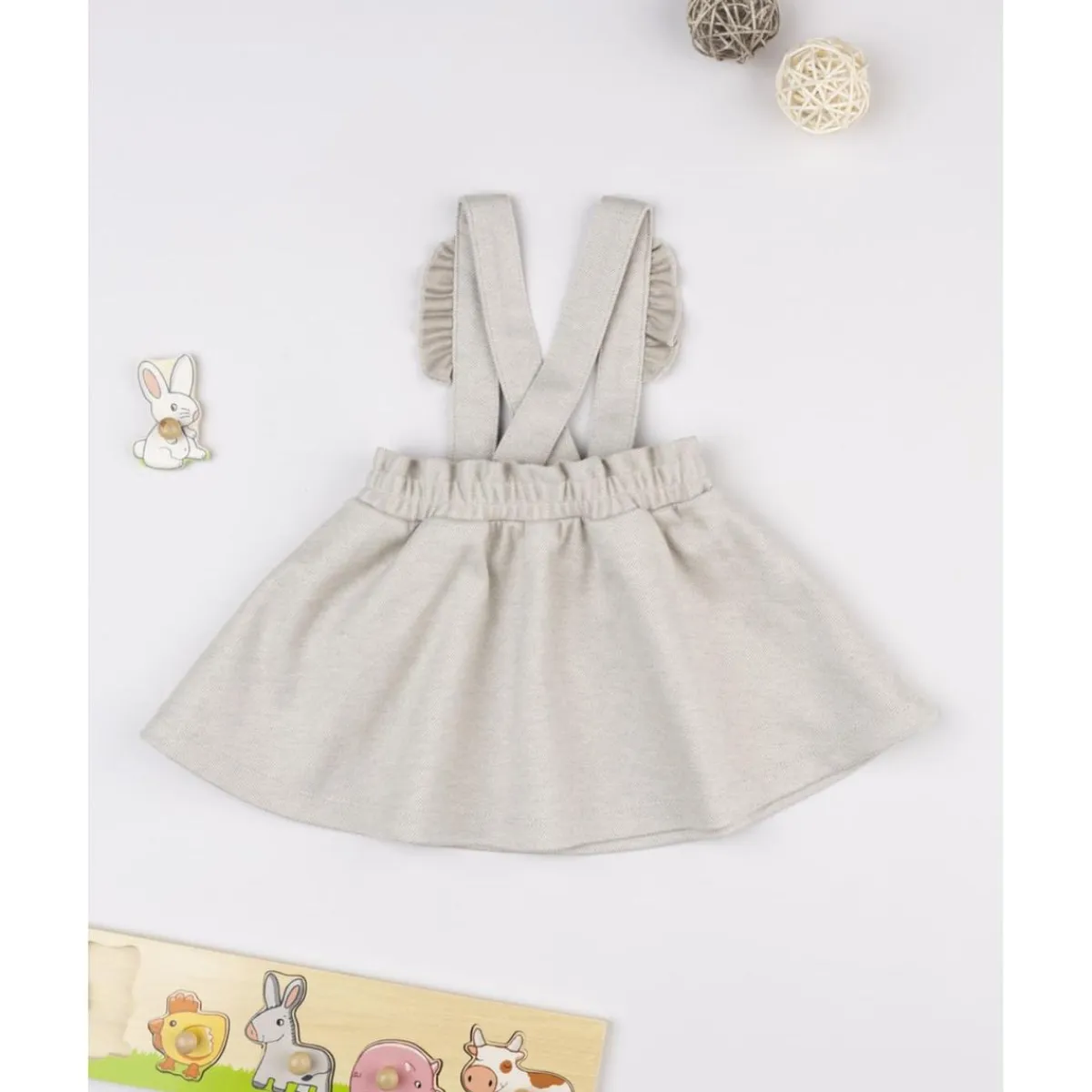 Peto con falda niña beige con bordados Recién Nacido·Ropa Y Accesorios|Ropa Y Accesorios·Vestidos
