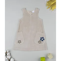 Peto de pana beige con detalle floral para niña Niña·Niña 2-10 Años|Niña 2-10 Años·Vestidos, Conjuntos Y Deporte