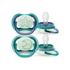Philips - Chupetes ultra air night time 6-18 meses decoración estrella/luna*AVENT Hot