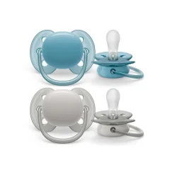 Philips - Chupetes ultra suaves 6-18 meses azul claro y gris (2 unidades)*AVENT New