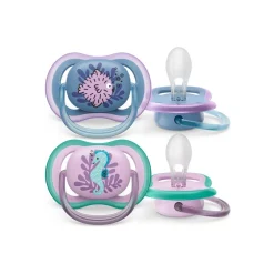 Philips - Chupetes ultra air 6-18 meses azul/rosa - 2 unidades*AVENT Hot