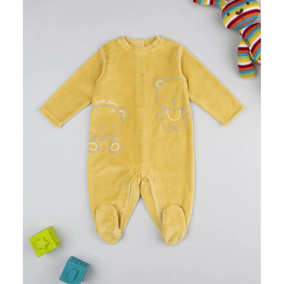 Outlet Pijama amarillo de terciopelo con ositos Ropa Y Accesorios·Peleles|Recién Nacido·Ropa Y Accesorios