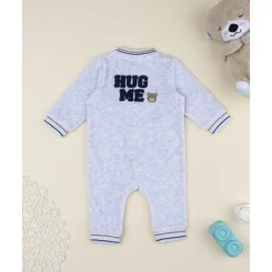 Online Pijama entero de terciopelo gris con parche Ropa Y Accesorios·Peleles|Recién Nacido·Ropa Y Accesorios