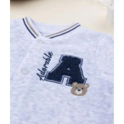 Online Pijama entero de terciopelo gris con parche Ropa Y Accesorios·Peleles|Recién Nacido·Ropa Y Accesorios