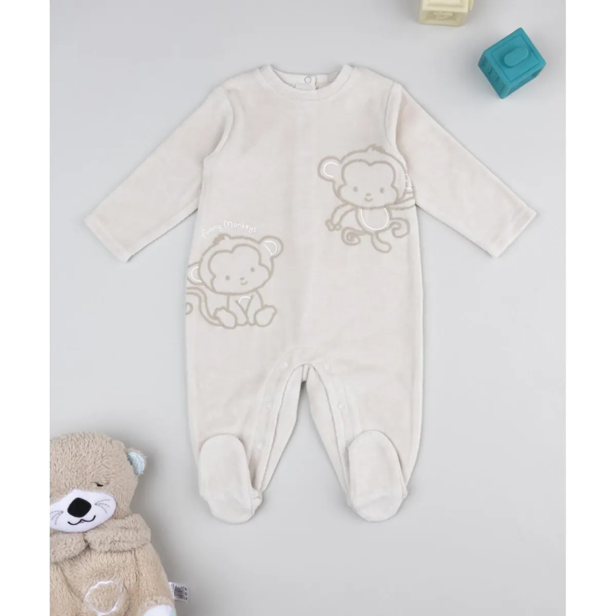Sale Pijama marrón claro de terciopelo con monitos Ropa Y Accesorios·Peleles|Recién Nacido·Ropa Y Accesorios