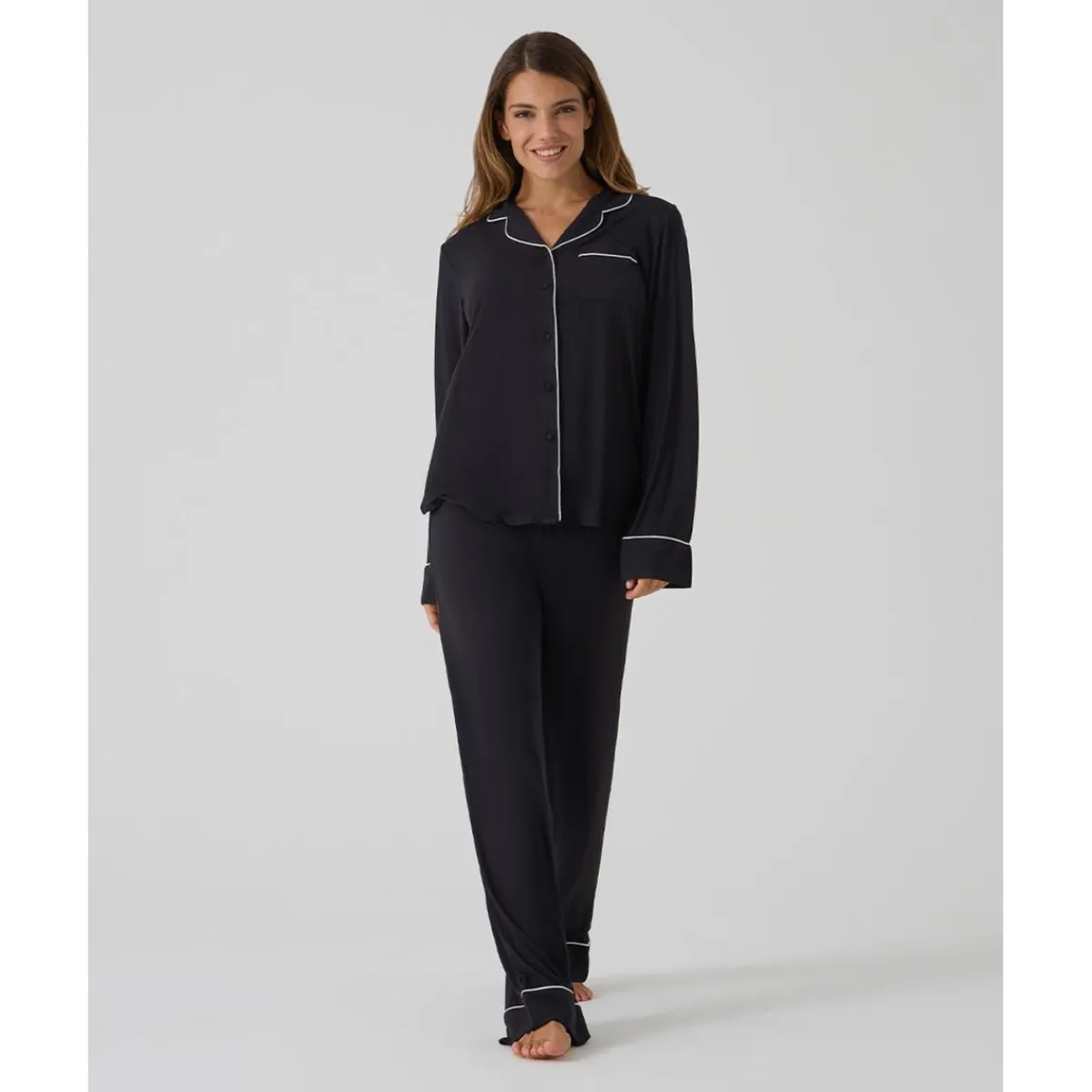 Pijama premamá negro de dos piezas con bolsillo*Prenatal Best