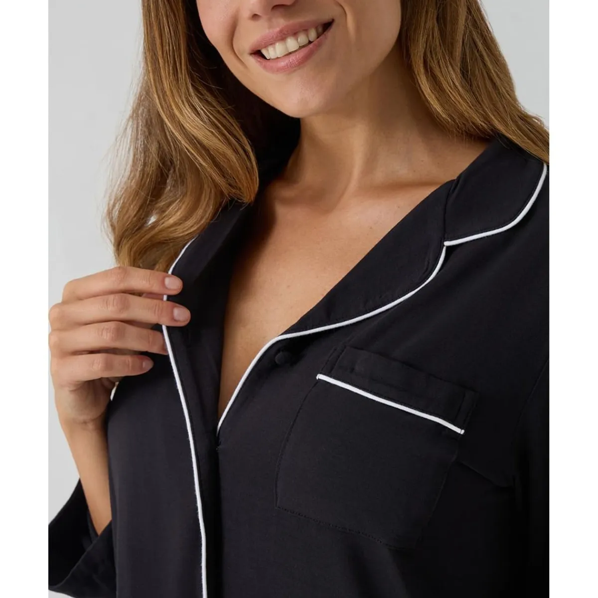 Pijama premamá negro de dos piezas con bolsillo*Prenatal Best