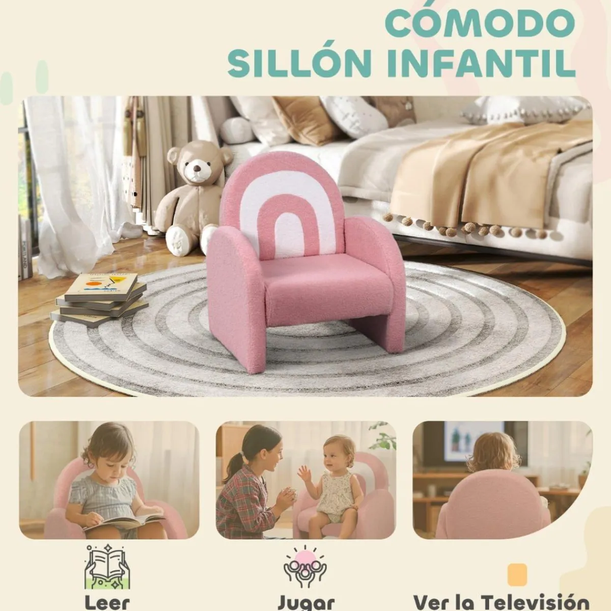 New Sillón infantil Arcoíris Rosa Estilo De Vida