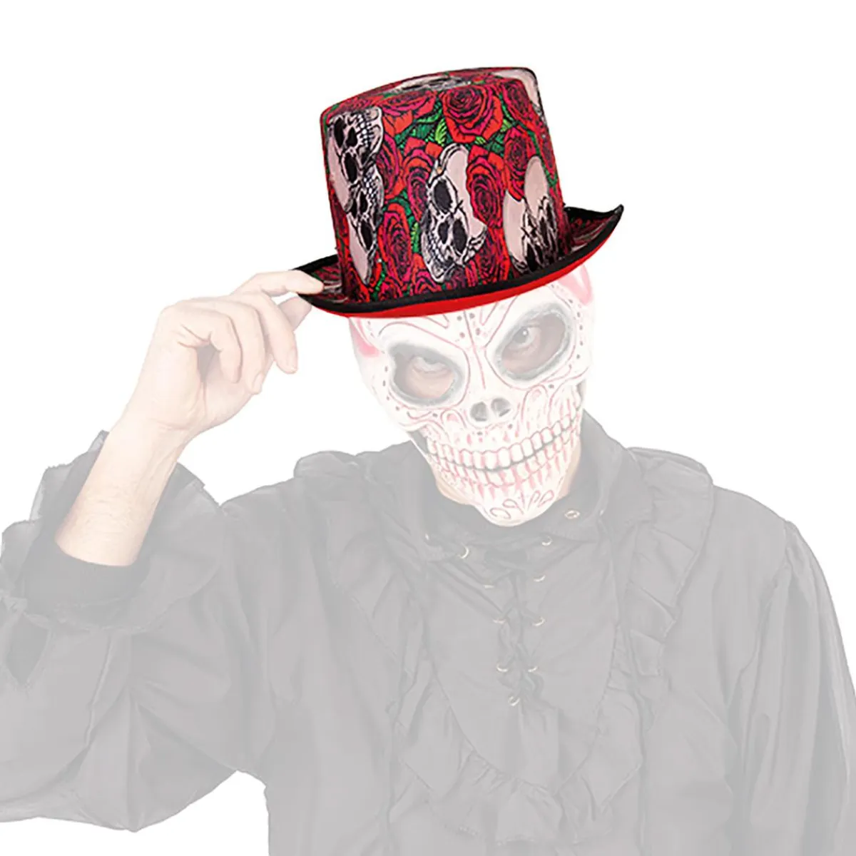 Sombrero de Copa Calaveras y Rosas con Luz*RUBIE'S