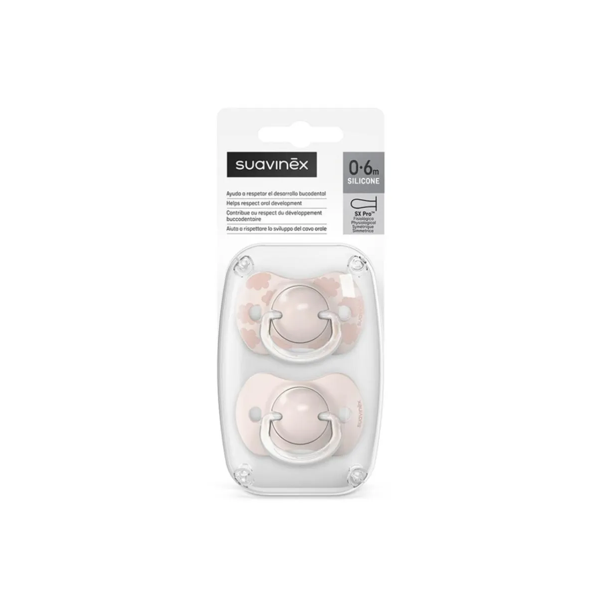 - Set de 2 chupetes silicona 0-6 meses SX Pro Rosa*SUAVINEX New