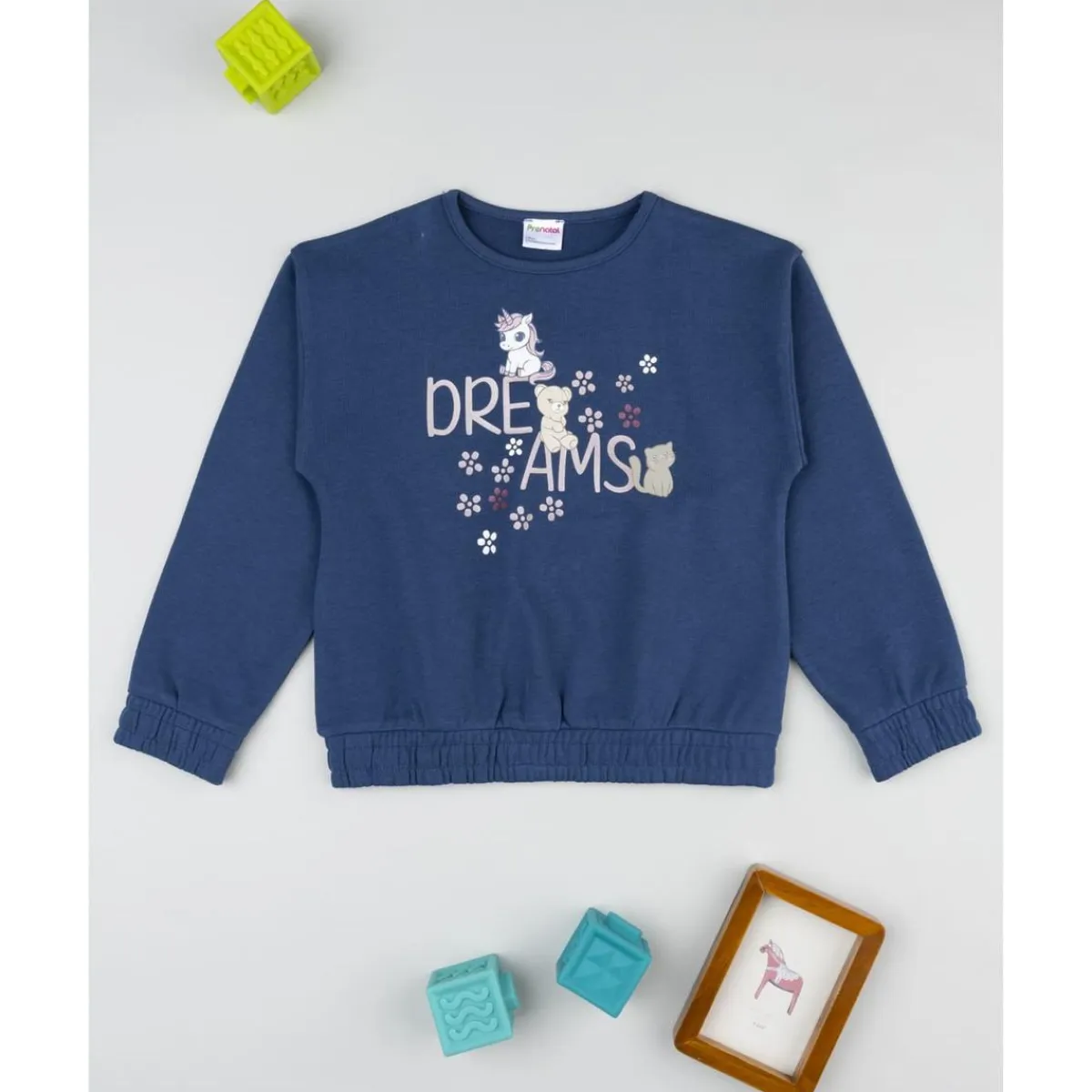 Sudadera de niña azul con estampado Dreams*Prenatal Outlet