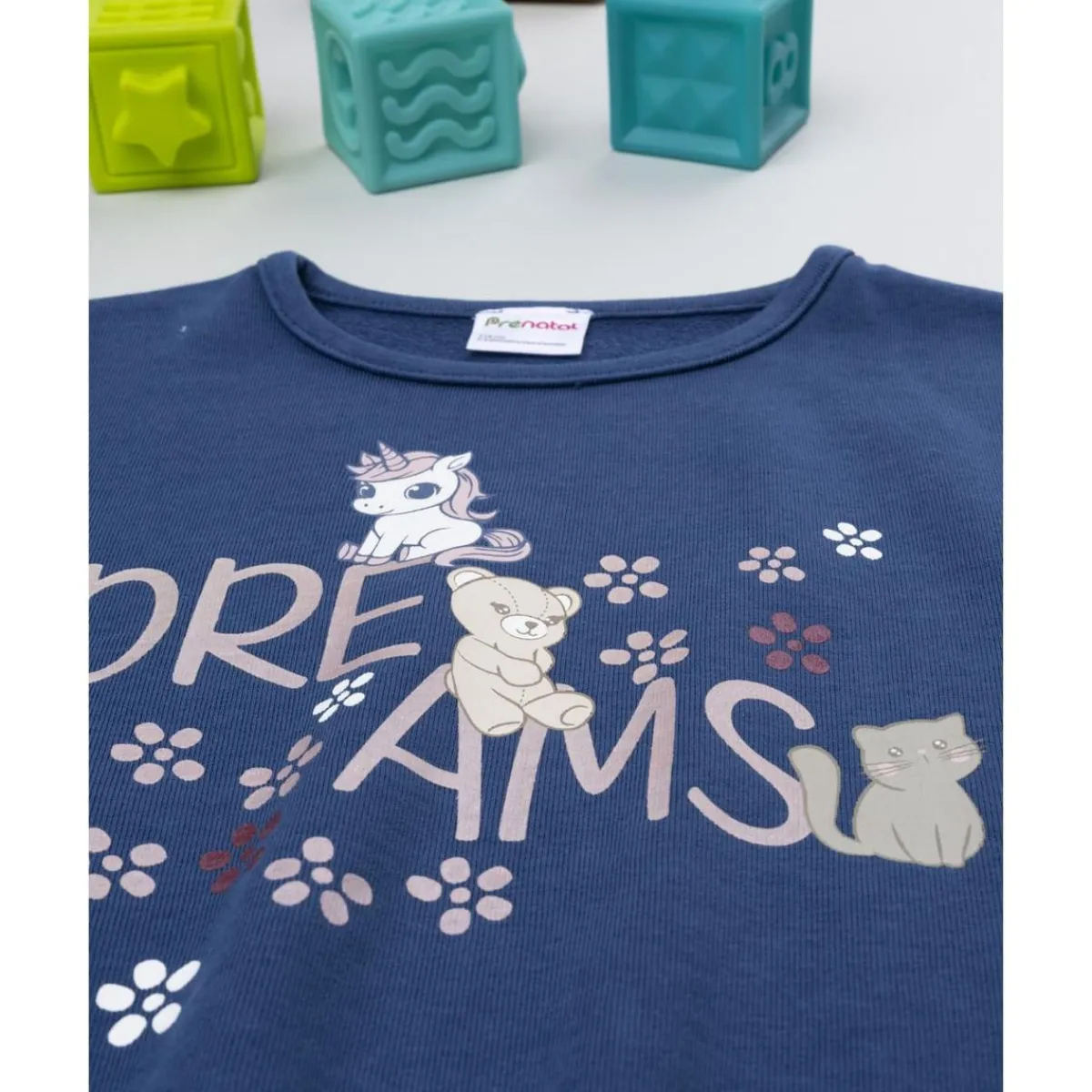 Sudadera de niña azul con estampado Dreams*Prenatal Outlet