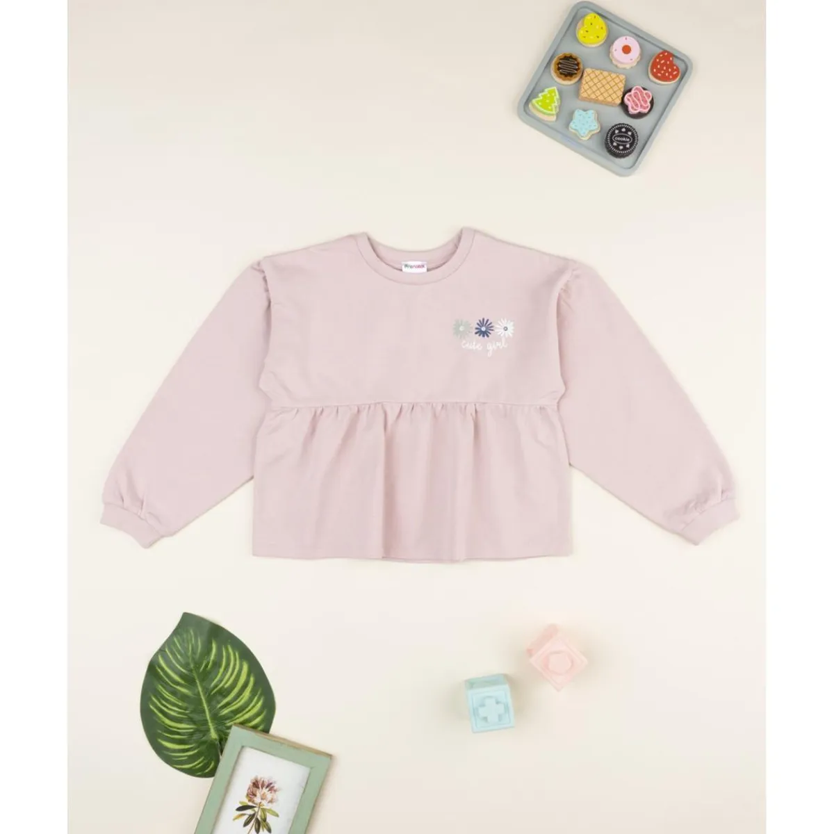 Sudadera niña rosa con margaritas*Prenatal