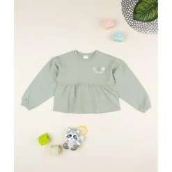 Outlet Sudadera niña verde con margaritas Niña 2-10 Años·Abrigos Y Plumíferos|Niña·Niña 2-10 Años