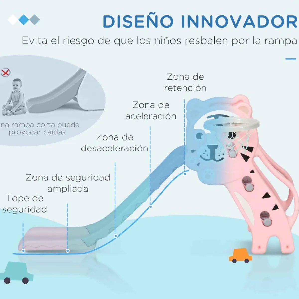 Online Tobogán 3 en 1 Tigre Rosa y Gris Toboganes