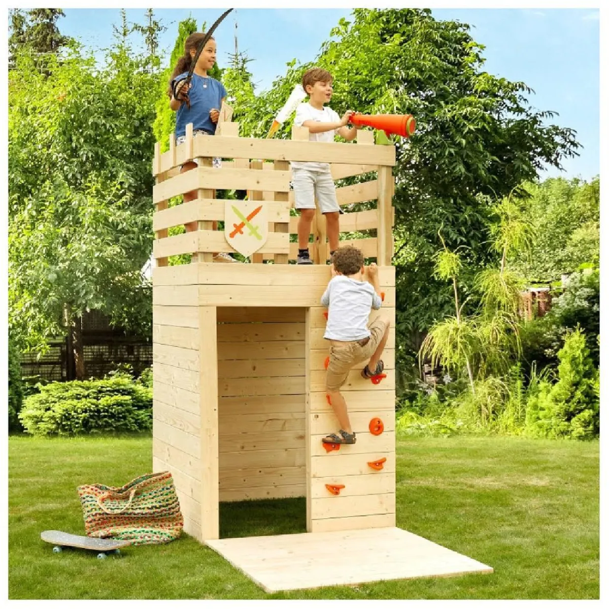 Online Torre infantil de madera con rocódromo Columpios