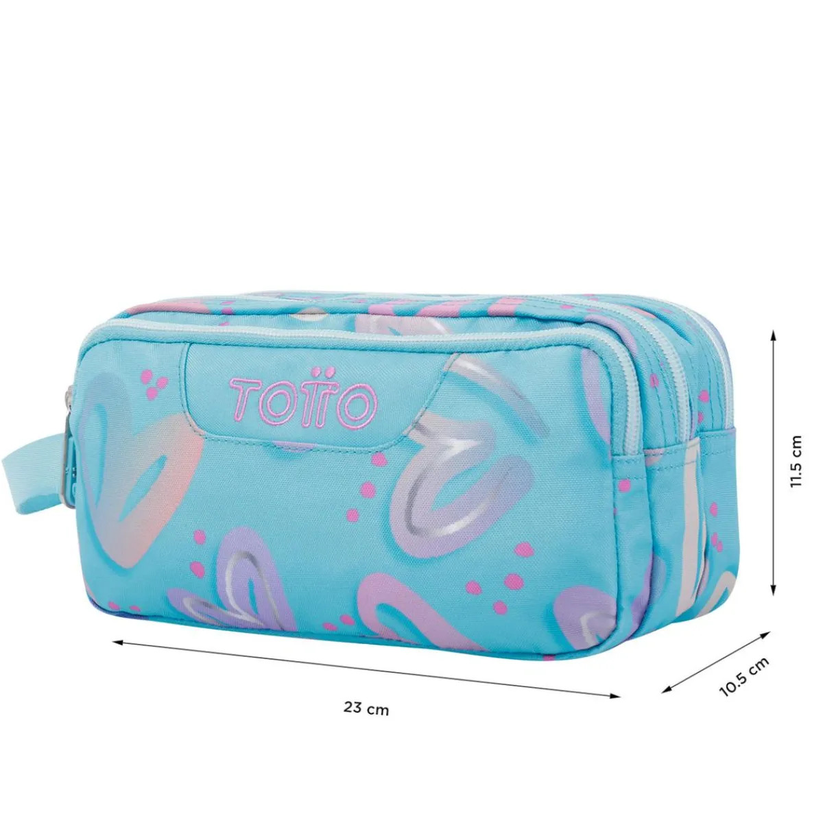 - Estuche escolar tres compartimentos corazones pintados Agapec*TOTTO Discount