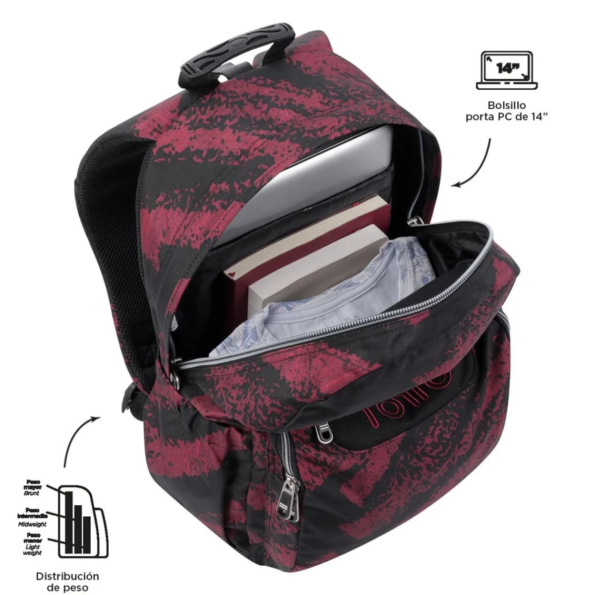 - Mochila escolar adaptable a carro tiza roja Acuareles*TOTTO Sale