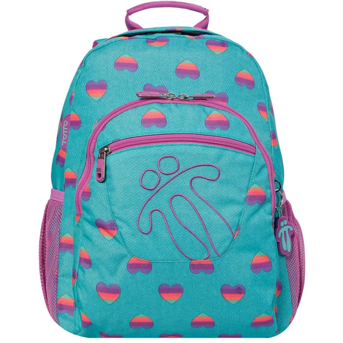 - Mochila escolar adaptable a carro Acuareles multicolor Corazones*TOTTO
