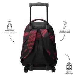 - Mochila escolar con ruedas tiza roja Renglones Material Escolar