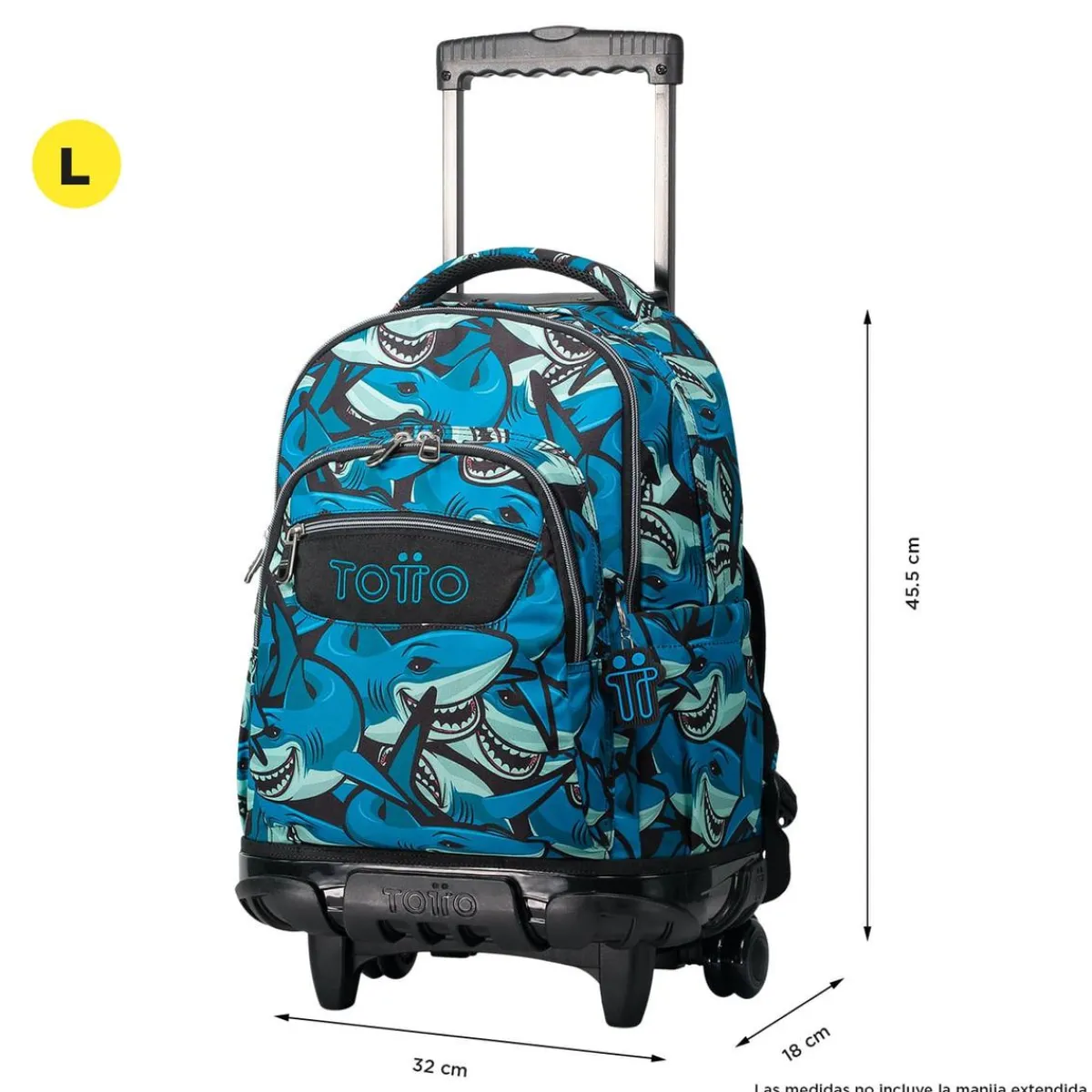 - Mochila escolar con ruedas tiburones Renglones*TOTTO Hot