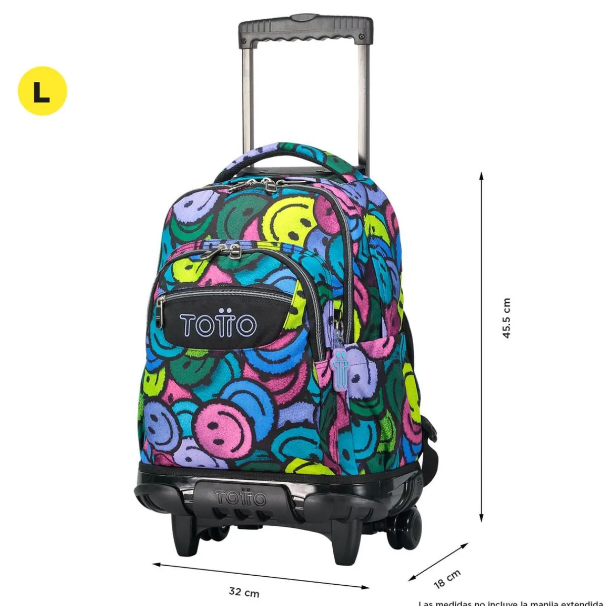 New - Mochila escolar con ruedas emojis Renglones Material Escolar