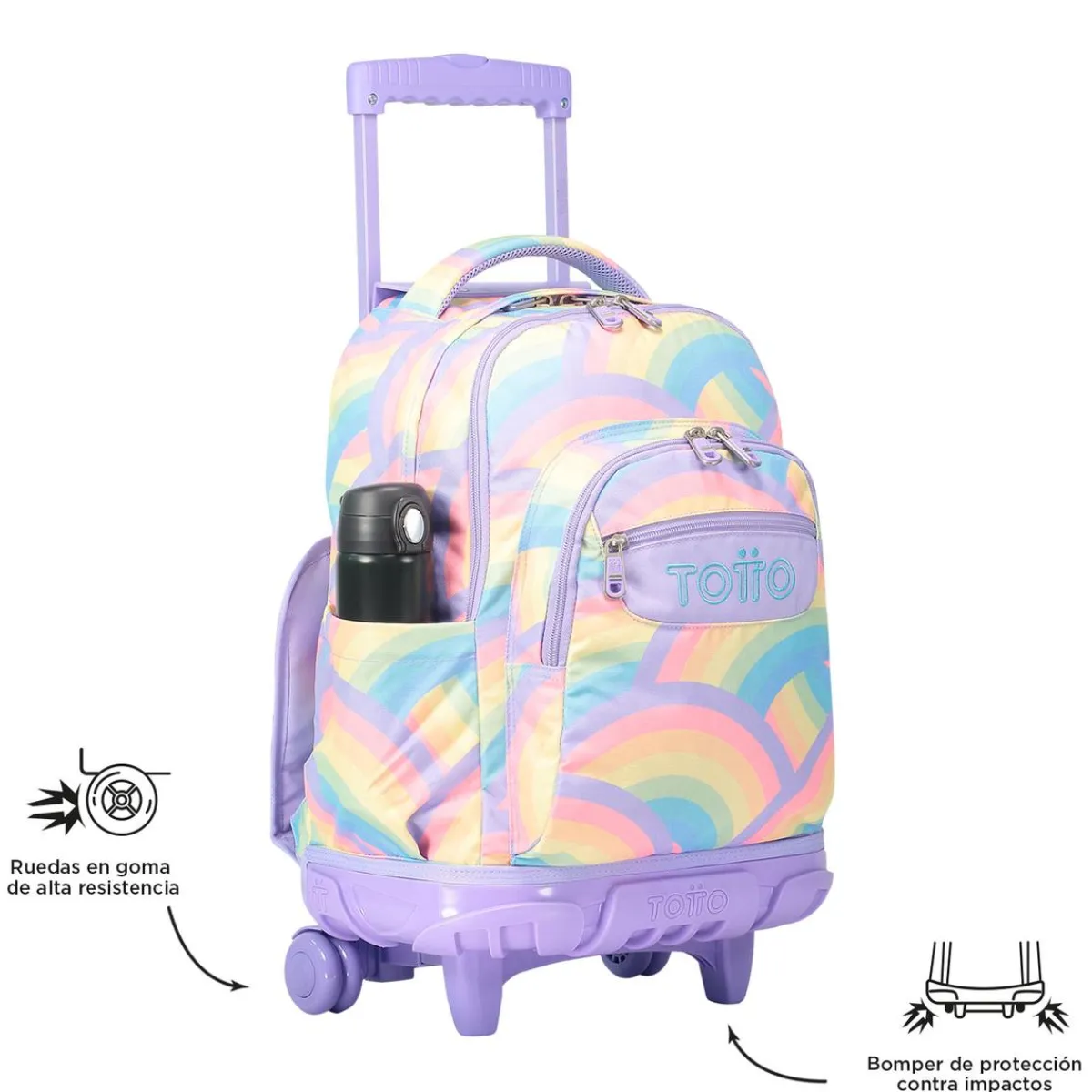 - Mochila escolar con ruedas arcoíris Renglones*TOTTO Best
