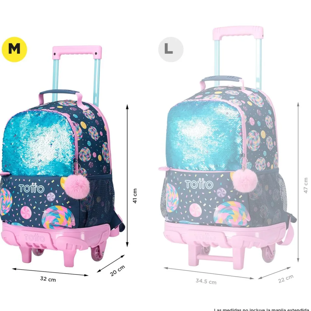 - Mochila escolar con ruedas mediana Sweet Candy*TOTTO New
