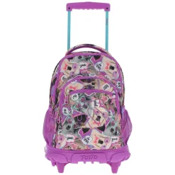 - Mochila escolar con ruedas Renglones - Perritos*TOTTO New