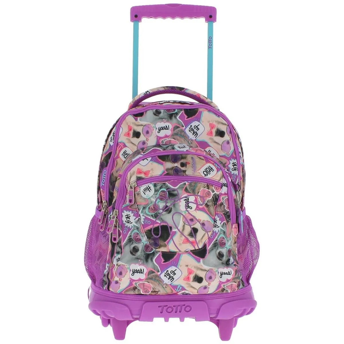 - Mochila escolar con ruedas Renglones - Perritos*TOTTO New